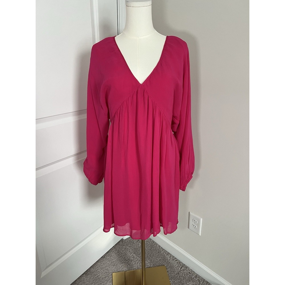 Anthropologie Let Me Be‎ Flowy Pink Baby Doll Dress Size Medium